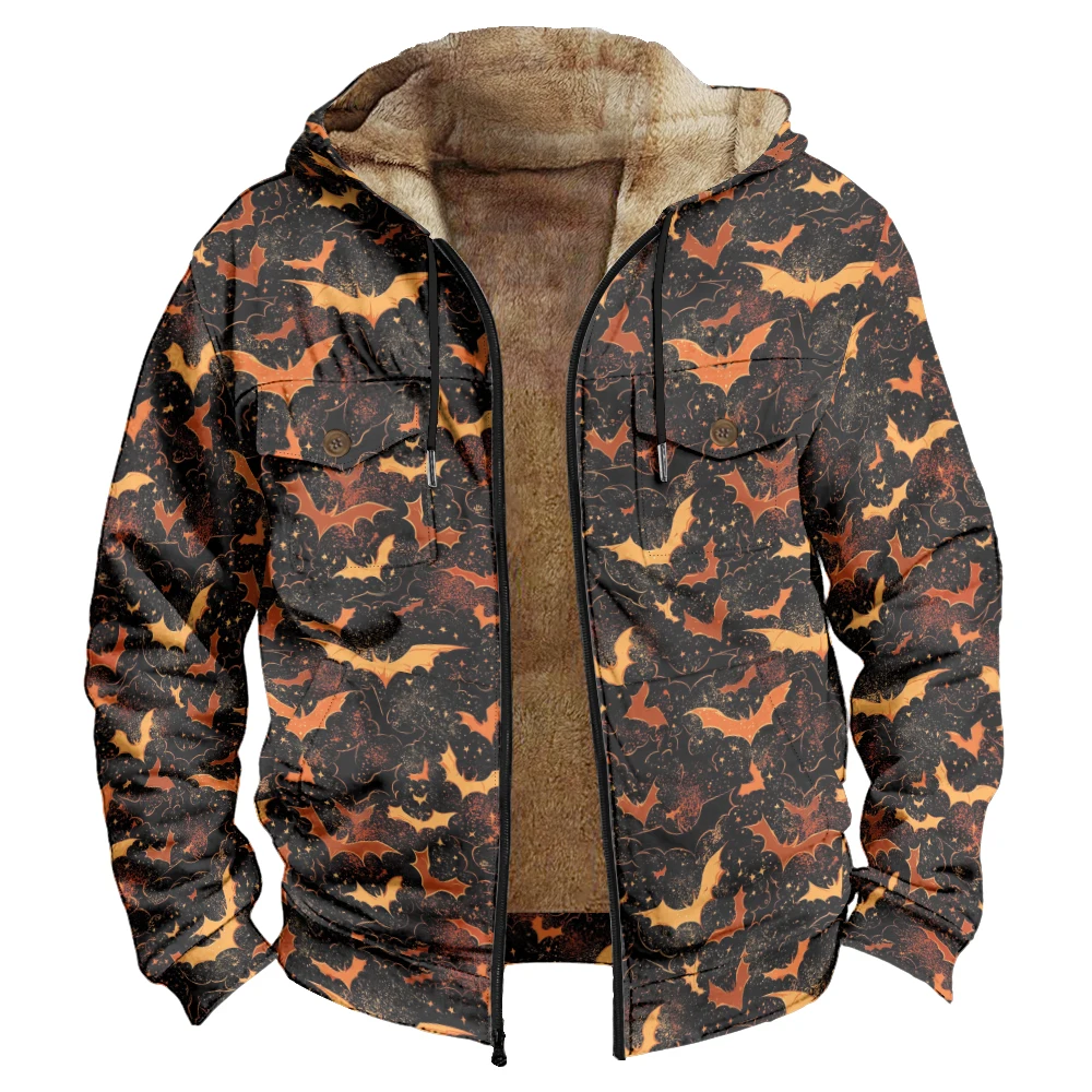 Halloween Spooky Bat Print Men's Zip-Up Hoodie Coat Plush Jackets Pocket Autumn Winter Party Warm Cozy Outerwear Trending
Halloween Spooky Bat Print Men's Zip-Up Hoodie Coat Plush Jackets Pocket Autumn Winter Party Warm Cozy Outerwear Trending