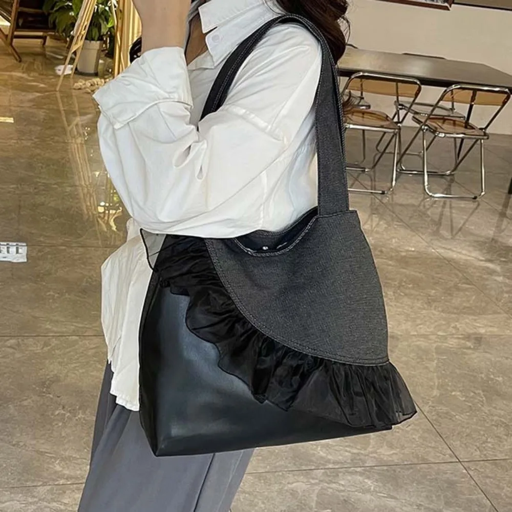 Portable Denim Blue Tote Bag Korean Style PU Commuting Shoulder Pouch Versatile Magnetic Button Canvas Lace Handbag Daily
Portable Denim Blue Tote Bag Korean Style PU Commuting Shoulder Pouch Versatile Magnetic Button Canvas Lace Handbag Daily