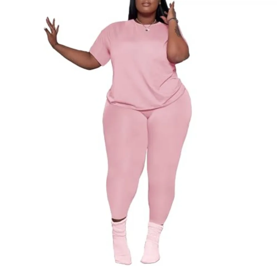 PINSV Women's Plus Size 2 Pcs Outfits Tracksuits Short Sleeve Top Pants Sets Sweatsuits
PINSV Women's Plus Size 2 Pcs Outfits Tracksuits Short Sleeve Top Pants Sets Sweatsuits