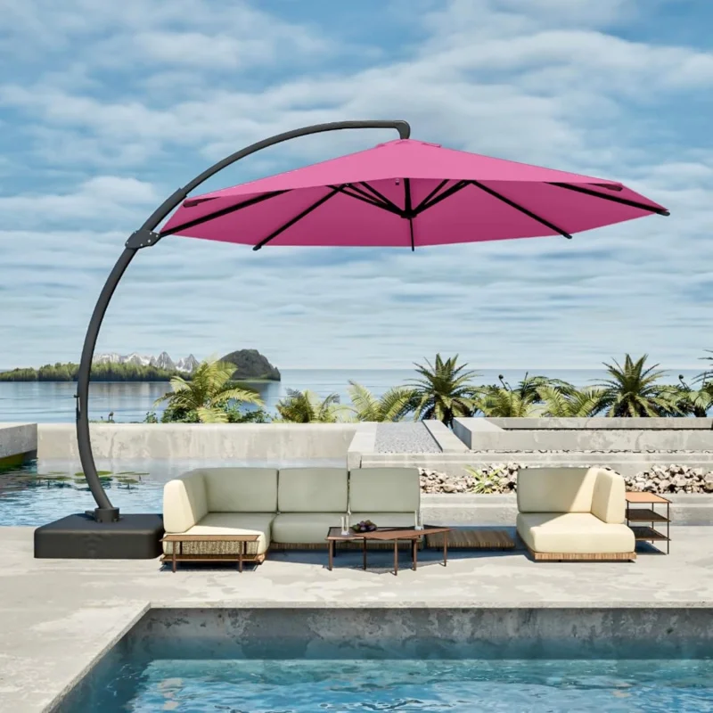 11ft Rose Pink Curvy Offset with Base, Large Aluminum Outdoor, 360° Rotation, Resistant Canopy Patio, Garden
11ft Rose Pink Curvy Offset with Base, Large Aluminum Outdoor, 360° Rotation, Resistant Canopy Patio, Garden