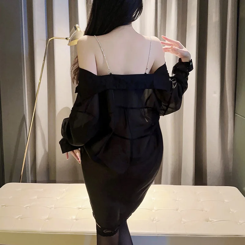 Underwear Women's Chiffon White Shirt Hot Uniform Seduction Nightdress See-through Suit 
Underwear Women's Chiffon White Shirt Hot Uniform Seduction Nightdress See-through Suit