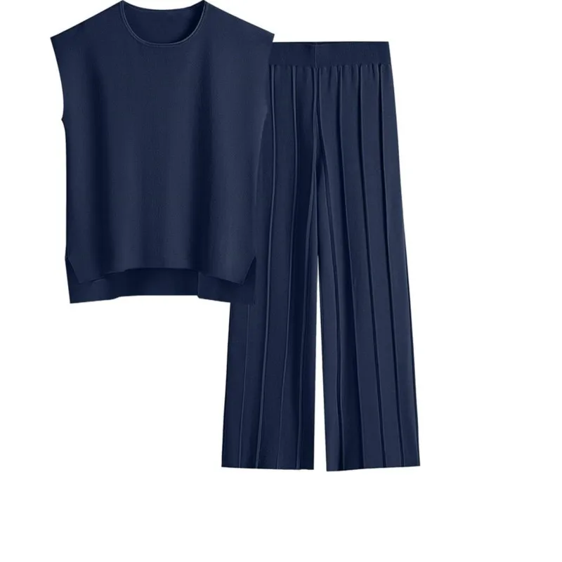 2 Piece Sets Women Outfit Sleeveless Casual T Shrit Top Knitted Vest Wide-leg Pants Ice Summer New Solid Color Casual Outfit
2 Piece Sets Women Outfit Sleeveless Casual T Shrit Top Knitted Vest Wide-leg Pants Ice Summer New Solid Color Casual Outfit