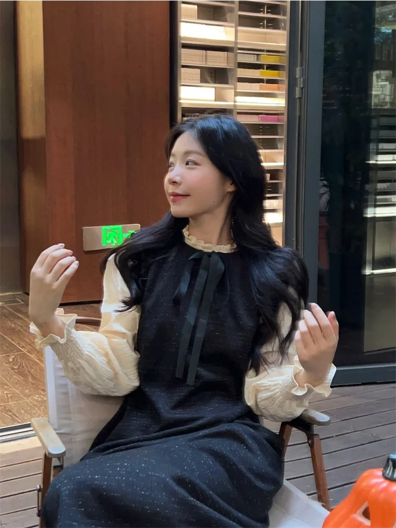 Autumn New Women Two Piece Sets Korean Fashion Long Sleeve Ruched O Neck Shirt Tops + O Neck A Line Black Long Vest Dress Sets
Autumn New Women Two Piece Sets Korean Fashion Long Sleeve Ruched O Neck Shirt Tops + O Neck A Line Black Long Vest Dress Sets