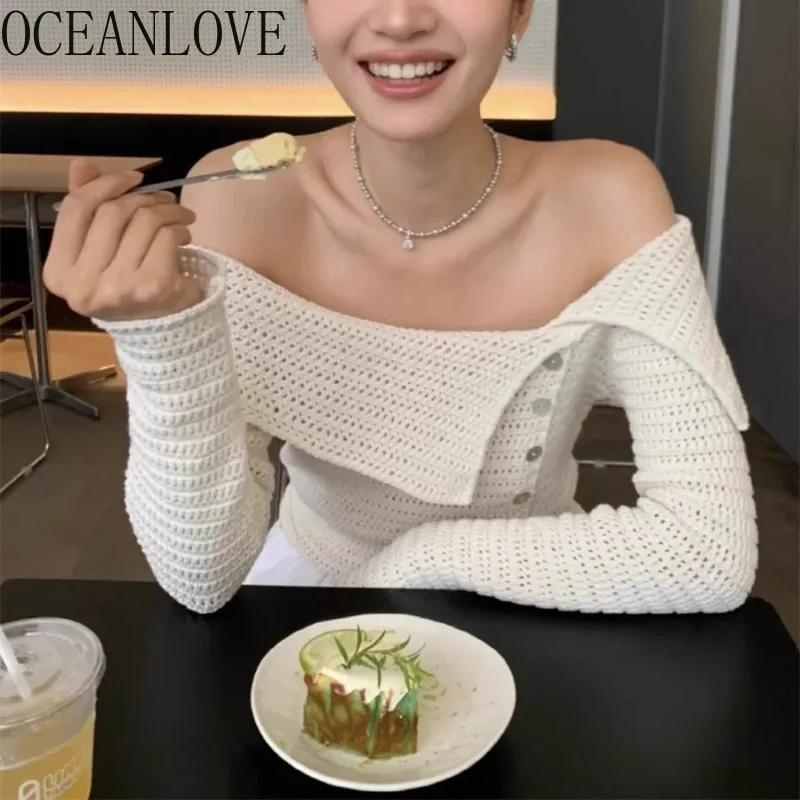 OCEANLOVE Short Cardigans Solid Hollow Out Spring Autumn Slash Neck Women Sweaters Korean Fashion Thin Retro Sueter Mujer
OCEANLOVE Short Cardigans Solid Hollow Out Spring Autumn Slash Neck Women Sweaters Korean Fashion Thin Retro Sueter Mujer