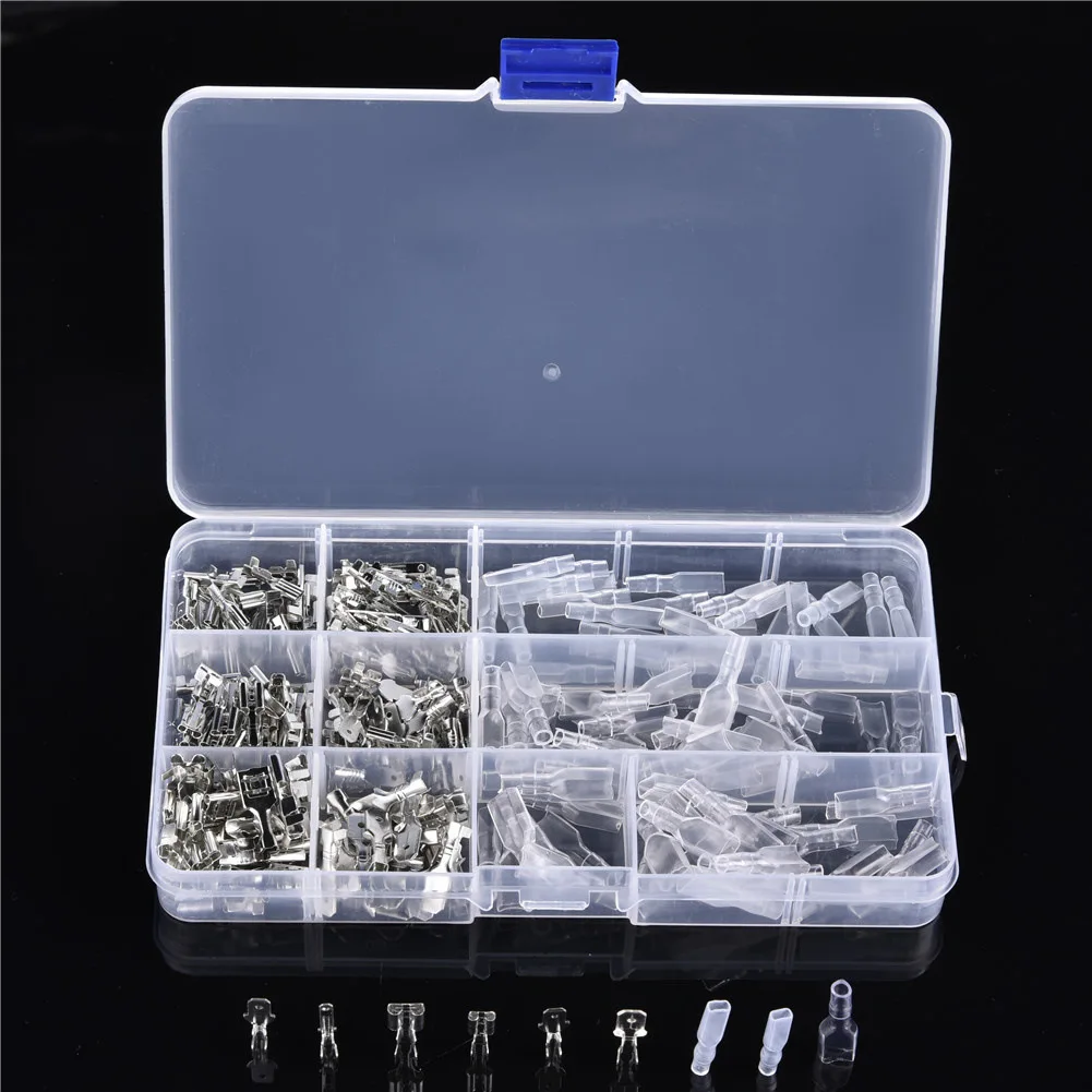 270pcs Boxed 6.3/4.8/2.8 Hook Switch Insert Sheath 30 Sets of Wiring Male and Female Male/Female Lug
270pcs Boxed 6.3/4.8/2.8 Hook Switch Insert Sheath 30 Sets of Wiring Male and Female Male/Female Lug