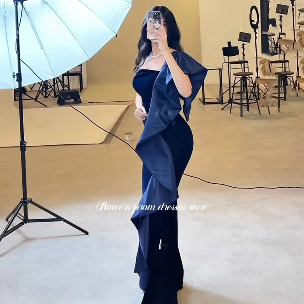 Flowers Navy Evening Dress Mermaid Sweetheart Party Dress with Ruffles Elegant Prom Dress Satin robes de soiree Customized
Flowers Navy Evening Dress Mermaid Sweetheart Party Dress with Ruffles Elegant Prom Dress Satin robes de soiree Customized