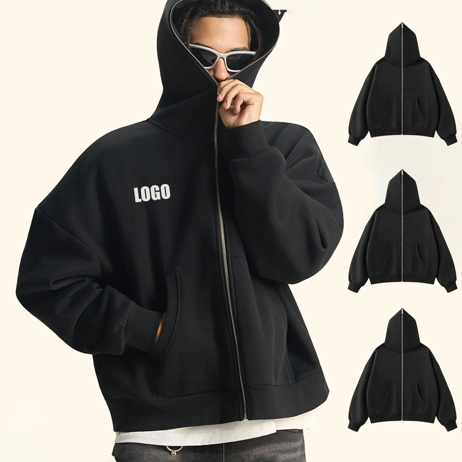 Customized LOGO men's "punk style" zipper runs through to the top Boxy short wide hip hop 350G velvet zipper jacket
Customized LOGO men's "punk style" zipper runs through to the top Boxy short wide hip hop 350G velvet zipper jacket