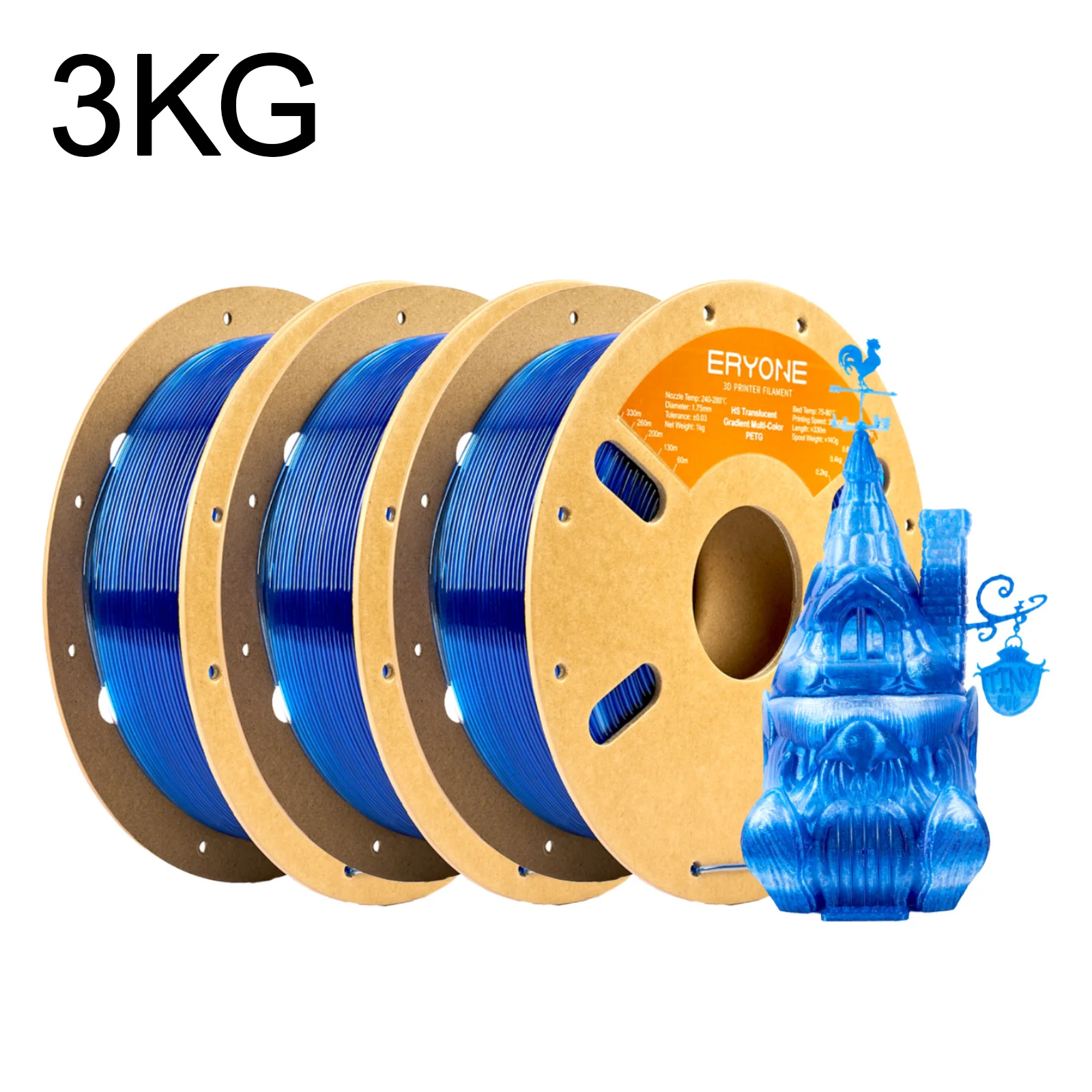 Филамент ERYONE 3KG HS, прозрачный градиентный многоцветный PETG, подходит для большинства FDM-принтеров
Филамент ERYONE 3KG HS, прозрачный градиентный многоцветный PETG, подходит для большинства FDM-принтеров