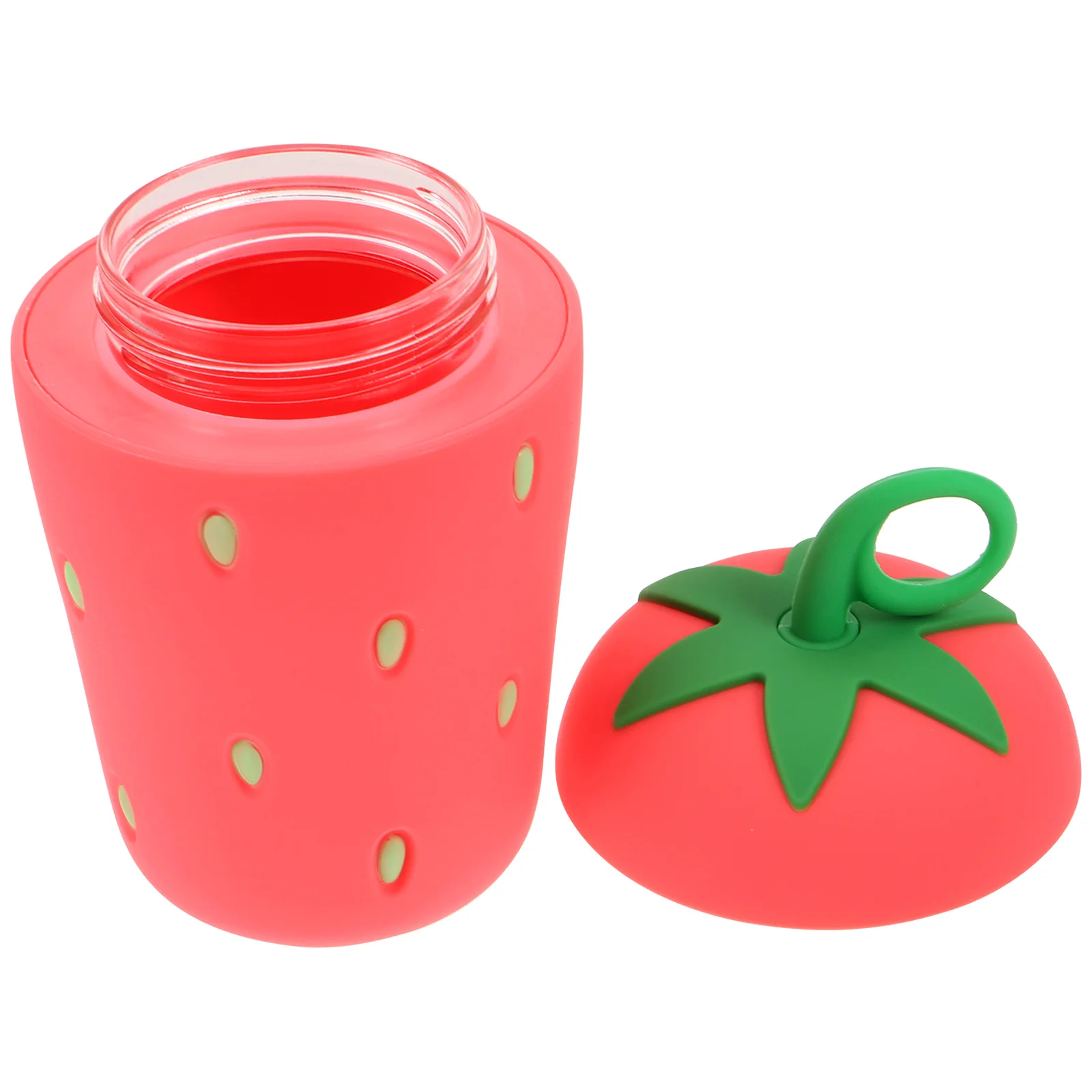 Strawberry Shaped Glass Water Bottle 300Ml Leak-Proof Portable Travel Mug Reusable Coffee Cup Silicone Lid Bottle For
Strawberry Shaped Glass Water Bottle 300Ml Leak-Proof Portable Travel Mug Reusable Coffee Cup Silicone Lid Bottle For