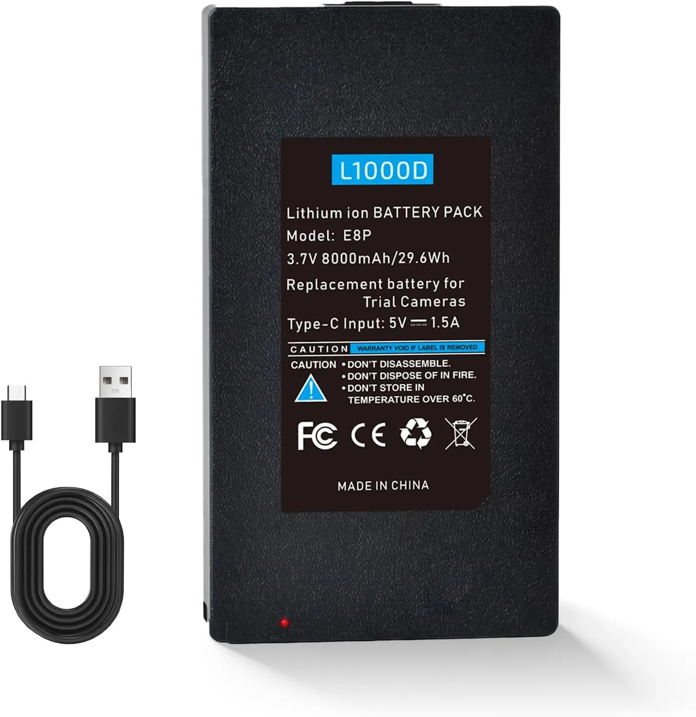 8000mAh E8P Battery L1000D For GardePro Type-C Charging 3.7V LN800 For GardePro E8P E6P E6PCF E8PWF X60P X60PMB Trail Camera
8000mAh E8P Battery L1000D For GardePro Type-C Charging 3.7V LN800 For GardePro E8P E6P E6PCF E8PWF X60P X60PMB Trail Camera