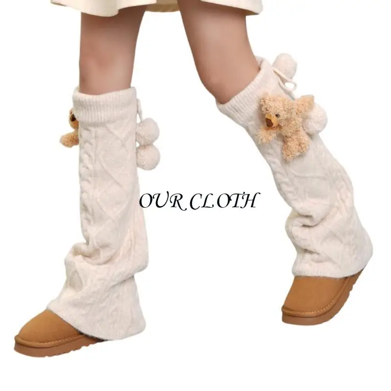 Bear Dolls Flared Foot Covers Cable Knit Drawstring Leg Warmers for Women Y1AC
Bear Dolls Flared Foot Covers Cable Knit Drawstring Leg Warmers for Women Y1AC