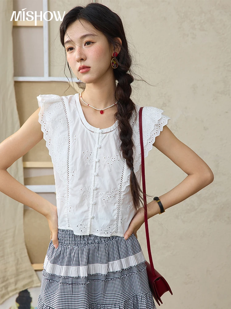 MISHOW Flying Sleeve Blouses for Women Summer 2025 Korean Slim Waist 100 Cotton Solid Blouse Hollowed Out Lace Tops MXE36X1844
MISHOW Flying Sleeve Blouses for Women Summer 2025 Korean Slim Waist 100 Cotton Solid Blouse Hollowed Out Lace Tops MXE36X1844