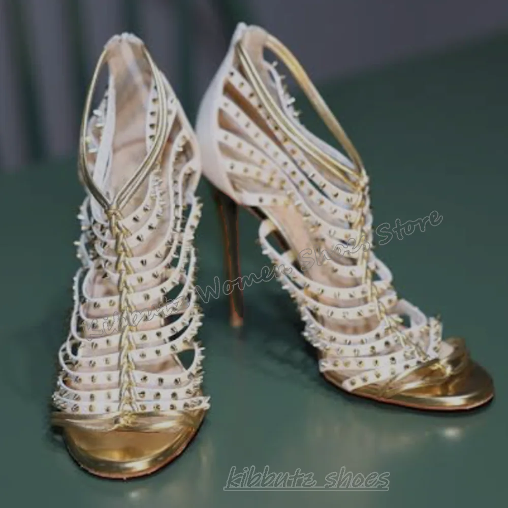 Rivets Sandals Back Zipper Round Toe Thin High Heels Leather Fashion Luxury Elegant Concise Party Wedding Summer Women Shoes New
Rivets Sandals Back Zipper Round Toe Thin High Heels Leather Fashion Luxury Elegant Concise Party Wedding Summer Women Shoes New