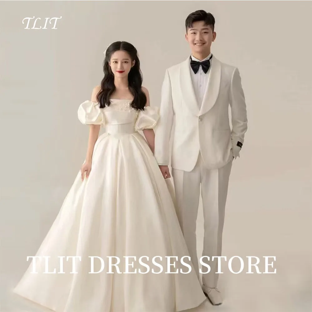 TLIT Simple Ivory Silk Satin Wedding Dresses Puff Sleeves Off the Shoulders Gowns Korea Wedding Dresses Photo Shoot Customized
TLIT Simple Ivory Silk Satin Wedding Dresses Puff Sleeves Off the Shoulders Gowns Korea Wedding Dresses Photo Shoot Customized