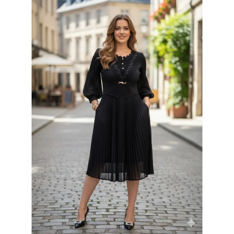 Miyake Pleated Plus Size Dresses 2026 Spring New Light Luxury Lace Collar Temperament Elegant Waist Thin Women's Long Dresses
Miyake Pleated Plus Size Dresses 2026 Spring New Light Luxury Lace Collar Temperament Elegant Waist Thin Women's Long Dresses