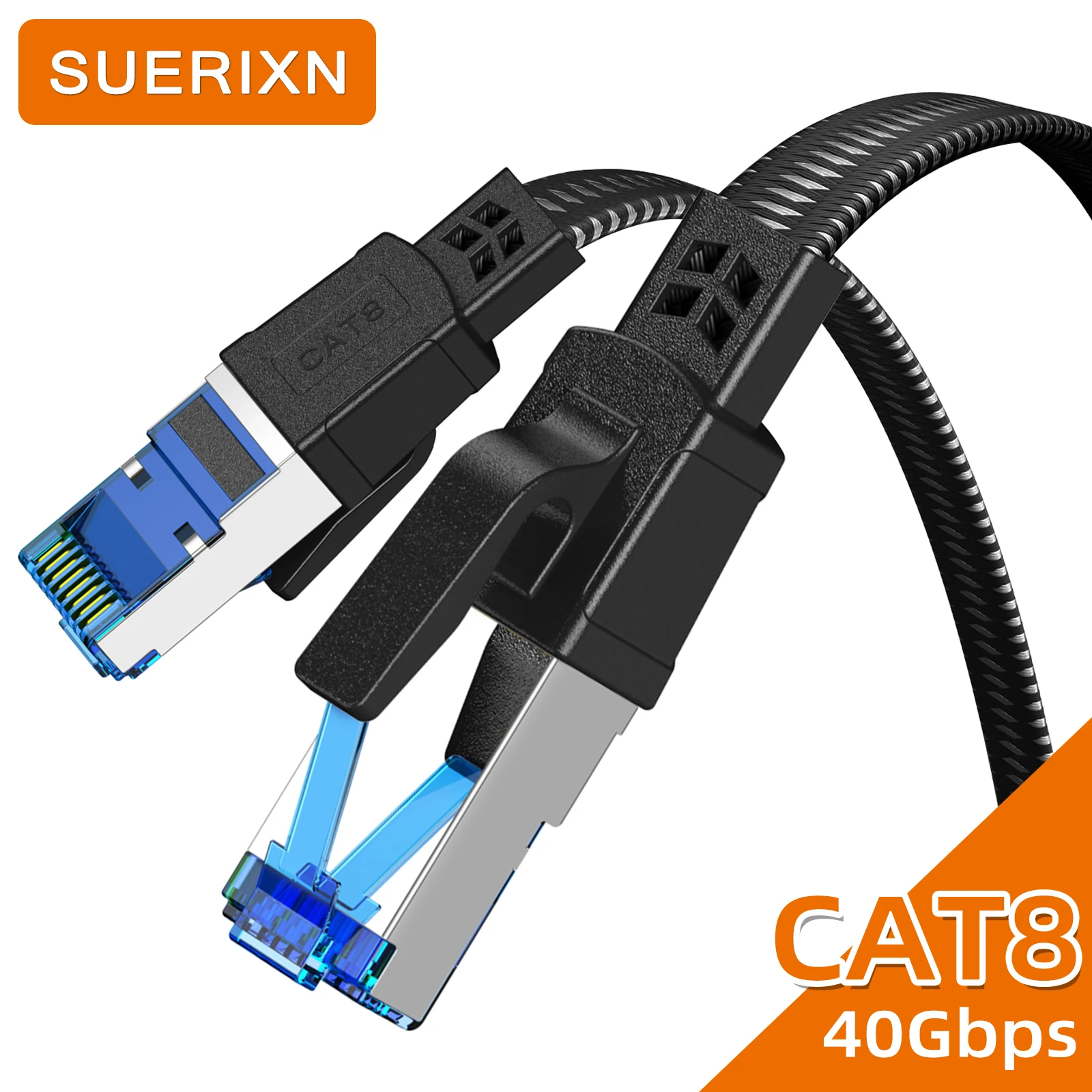 Ethernet Cable Cat8 40Gbps 2000MHz Internet RJ45 Lan Cord for PS5 Router Laptop Modem Laptop Nylon Braided Network Cable Cat 8
Ethernet Cable Cat8 40Gbps 2000MHz Internet RJ45 Lan Cord for PS5 Router Laptop Modem Laptop Nylon Braided Network Cable Cat 8