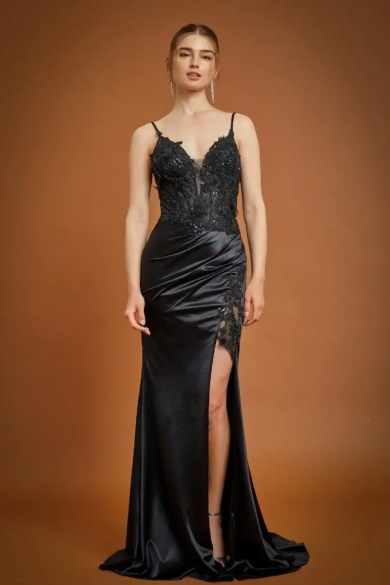 Beaded Prom Dresses Lace Applique Floral V Neckline Spaghetti Strap Sleeveless Mermaid Long Formal Party Evening Gown Women
Beaded Prom Dresses Lace Applique Floral V Neckline Spaghetti Strap Sleeveless Mermaid Long Formal Party Evening Gown Women