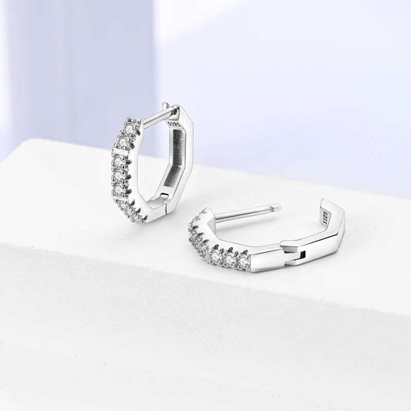 925 Sterling Silver Earrings Women Sparkling Zirconium Pave Polygon Hoop Earring For Anniversary Wedding Jewelry Gifts
925 Sterling Silver Earrings Women Sparkling Zirconium Pave Polygon Hoop Earring For Anniversary Wedding Jewelry Gifts