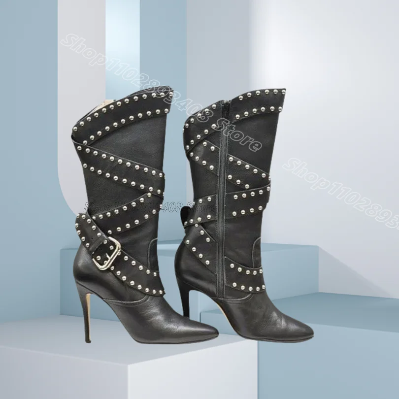 Black Rivet Decor Ankle Boots Pointed Toe Stylish Side Zipper Stiletto British Style Women Casual Boots 2025 Zapatos Para Mujere
Black Rivet Decor Ankle Boots Pointed Toe Stylish Side Zipper Stiletto British Style Women Casual Boots 2025 Zapatos Para Mujere