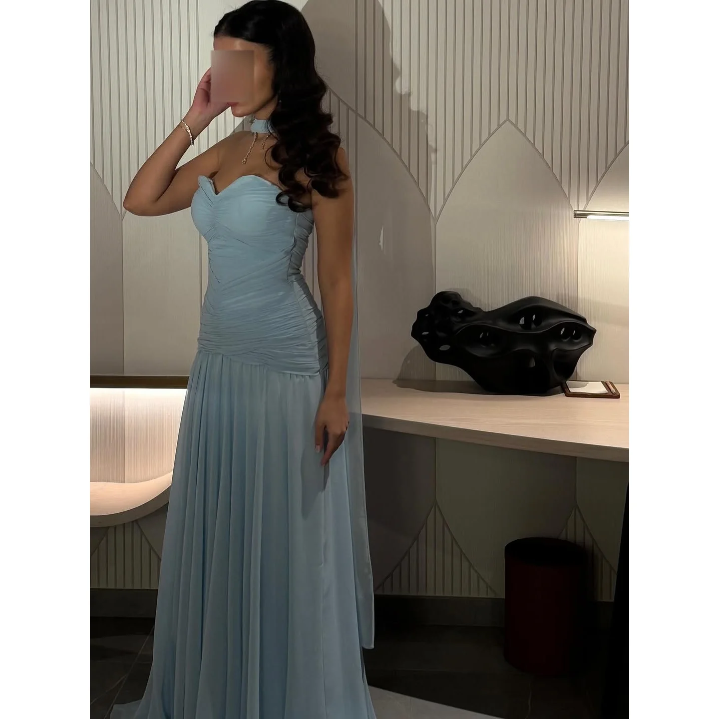 Blue Sweetheart Prom Dress Chiffon Ruffle Mermaid Evening Dress Saudi Arabia Floor Length Customized Formal Occasion Dress
Blue Sweetheart Prom Dress Chiffon Ruffle Mermaid Evening Dress Saudi Arabia Floor Length Customized Formal Occasion Dress
