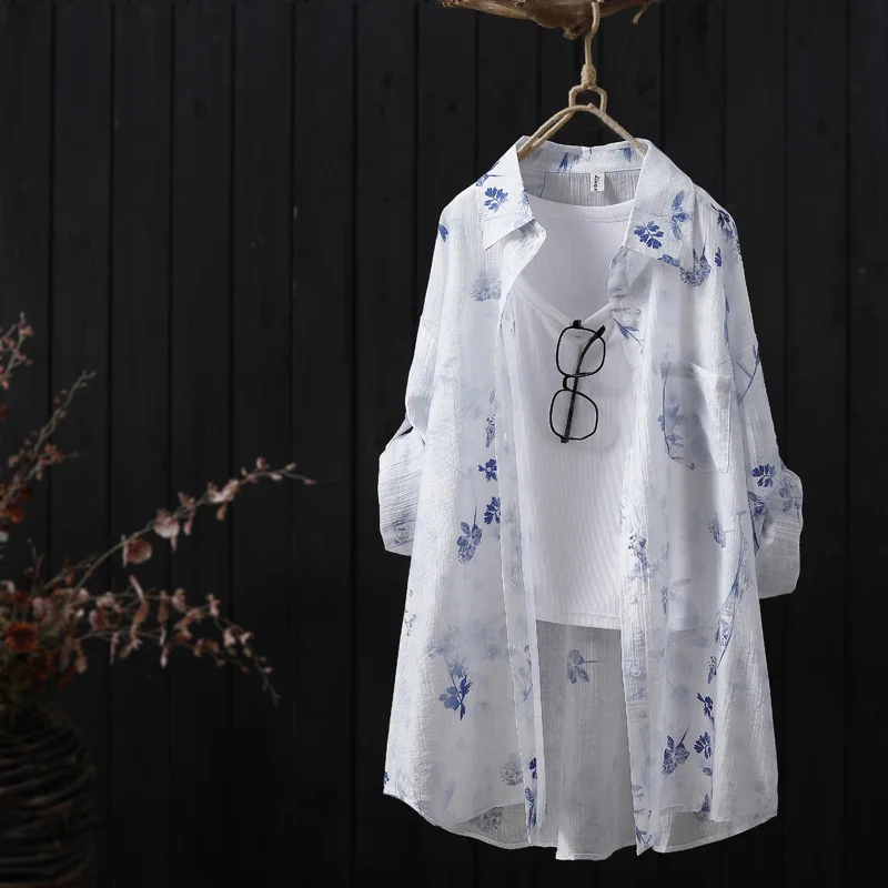 Summer Women's Shirts for 2025 New Chinese Style Vintage Print Sunshine Loose Plus Size Female Tops Chiffon Lady Blouse KN033
Summer Women's Shirts for 2025 New Chinese Style Vintage Print Sunshine Loose Plus Size Female Tops Chiffon Lady Blouse KN033