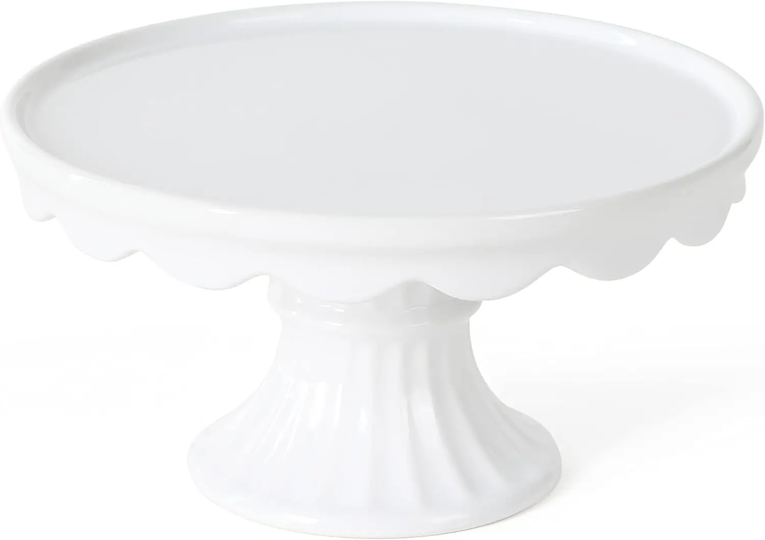 10-inch White Round Stoneware Cake Stand with Ruffled Edge and High-Gloss Finish
10-inch White Round Stoneware Cake Stand with Ruffled Edge and High-Gloss Finish