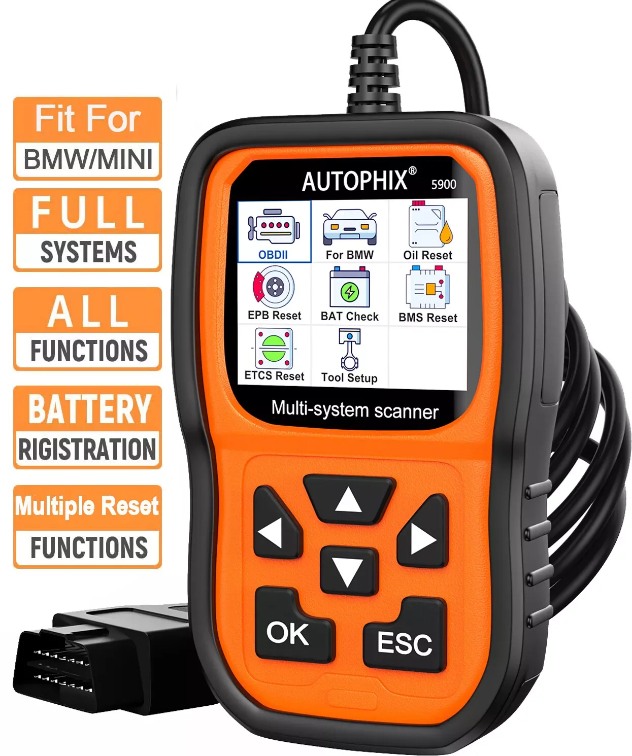 Autophix 5900 для BMW MINI OBD2 сканер полных систем масла EPB ETC BMS сброс кода считыватель тестовый аккумулятор OBD 2 автомобильный диагностический инструмент
Autophix 5900 для BMW MINI OBD2 сканер полных систем масла EPB ETC BMS сброс кода считыватель тестовый аккумулятор OBD 2 автомобильный диагностический инструмент