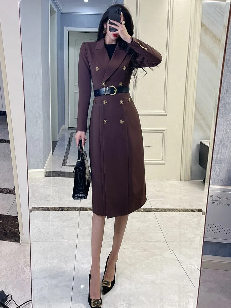 Elegant Mid-Length Women's Coat Double-Breasted Suit Jacket with Belt Korean Style Commute Polyester Fiber Winter Fashion
Elegant Mid-Length Women's Coat Double-Breasted Suit Jacket with Belt Korean Style Commute Polyester Fiber Winter Fashion