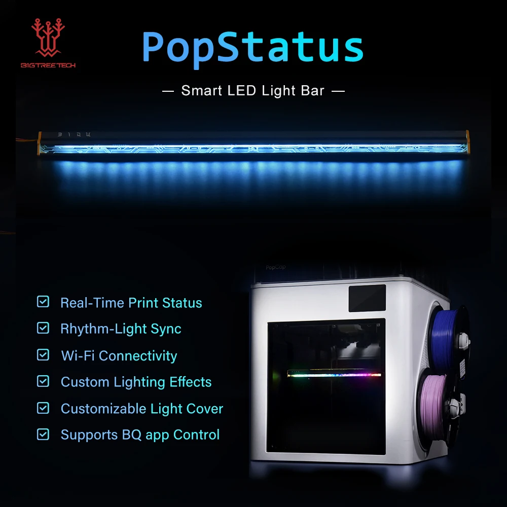 BIGTREETECH PopStatus Smart LED Light Bar For Snapmaker U1 Printer Real-Time Print Status RGB Rhythm Sync Lamp WiFi App Connect
BIGTREETECH PopStatus Smart LED Light Bar For Snapmaker U1 Printer Real-Time Print Status RGB Rhythm Sync Lamp WiFi App Connect