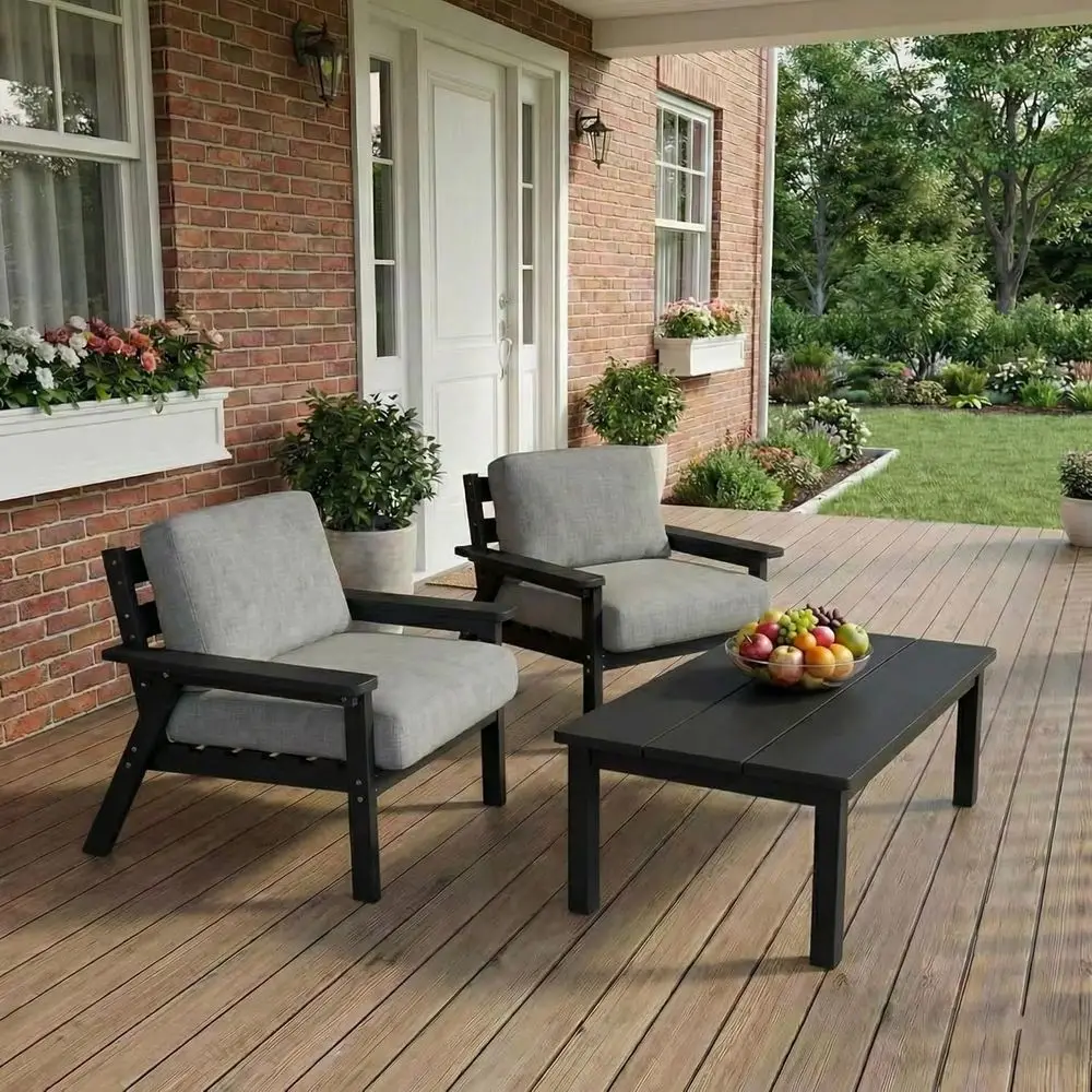 HDPE Patio urniture Set, 3 Piece Outdoor Sectional Soa with Coee Table, All Weather Outdoor Couch Contion Set with Washable Cush
HDPE Patio urniture Set, 3 Piece Outdoor Sectional Soa with Coee Table, All Weather Outdoor Couch Contion Set with Washable Cush