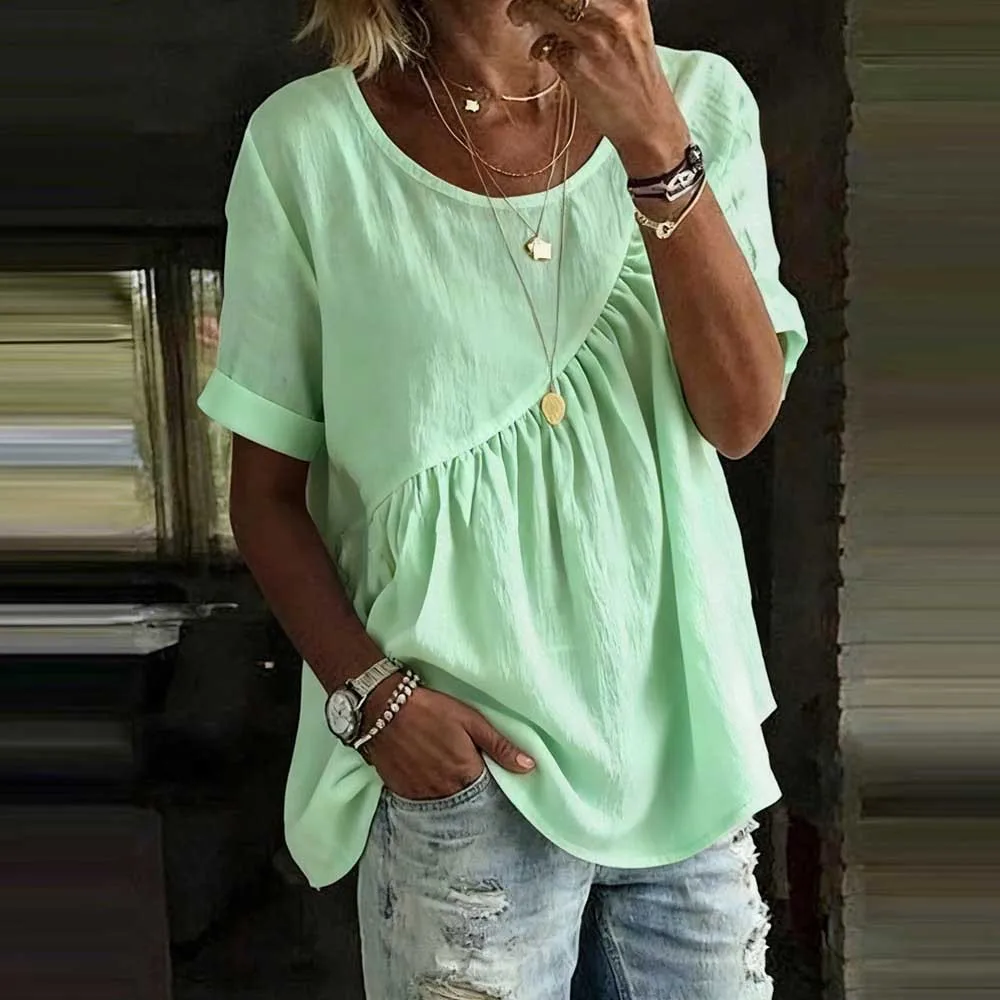 European and American Cross-border Foreign Trade New Women's Clothing Spring and Summer Solid Color Round-neck Short-sleeve
European and American Cross-border Foreign Trade New Women's Clothing Spring and Summer Solid Color Round-neck Short-sleeve