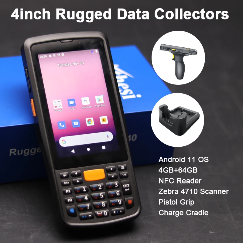 4'' Android 11 OS 4GB+64GB Data Terminals Zebra 1D 2D Bar Code Scanner QR Code Reader with 4G WIFI BT NFC Reader Data Collectors
4'' Android 11 OS 4GB+64GB Data Terminals Zebra 1D 2D Bar Code Scanner QR Code Reader with 4G WIFI BT NFC Reader Data Collectors