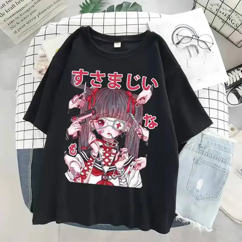 Women T-shirts Dark Girl Bad Girl Sweet and Cool Harajuku Style Female Students Couple Gothic Style T-shirt Short-sleeved Top
Women T-shirts Dark Girl Bad Girl Sweet and Cool Harajuku Style Female Students Couple Gothic Style T-shirt Short-sleeved Top