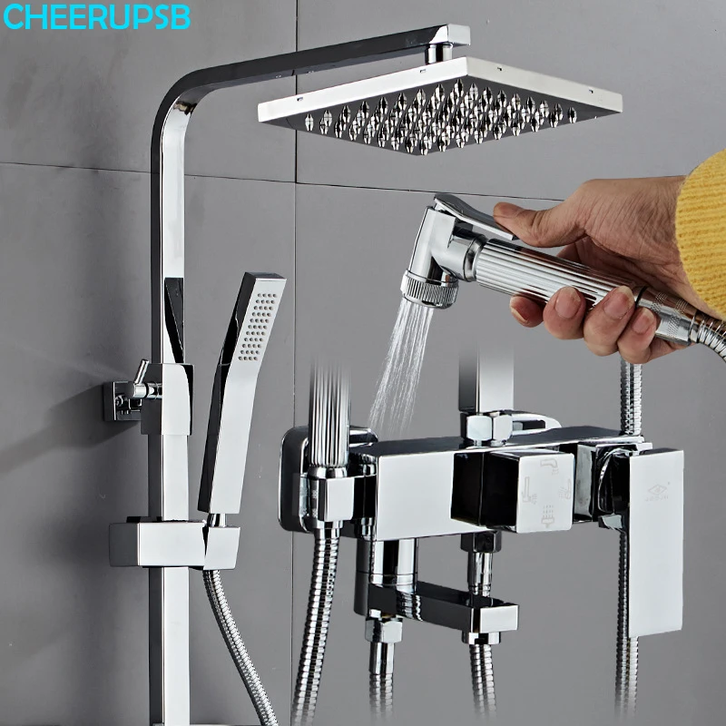 Silver Chrome Rain Shower Faucet Bathroom Hot Cold Thermostatic Mixer Shower System Bathtub Wall Mount SPA Rainfall Bath Taps
Silver Chrome Rain Shower Faucet Bathroom Hot Cold Thermostatic Mixer Shower System Bathtub Wall Mount SPA Rainfall Bath Taps