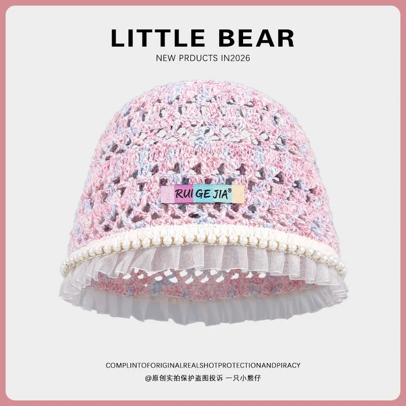 Sweet Pearl Lace Edging Design Mixed Color Knitted Bucket Hats for Women Summer Hollow Breathable Versatile Fashion Basin Cap
Sweet Pearl Lace Edging Design Mixed Color Knitted Bucket Hats for Women Summer Hollow Breathable Versatile Fashion Basin Cap