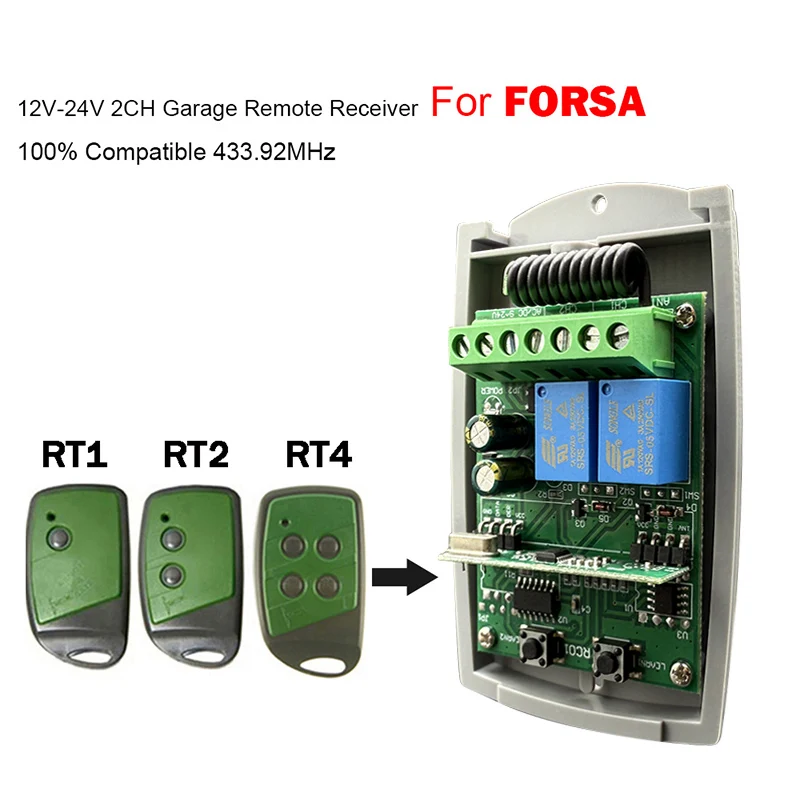 Для FORSA Remote Control RT1 RT2 RT3 Garage Door Remote Control Receiver 433MHz Garage Door Universal Receiver
Для FORSA Remote Control RT1 RT2 RT3 Garage Door Remote Control Receiver 433MHz Garage Door Universal Receiver