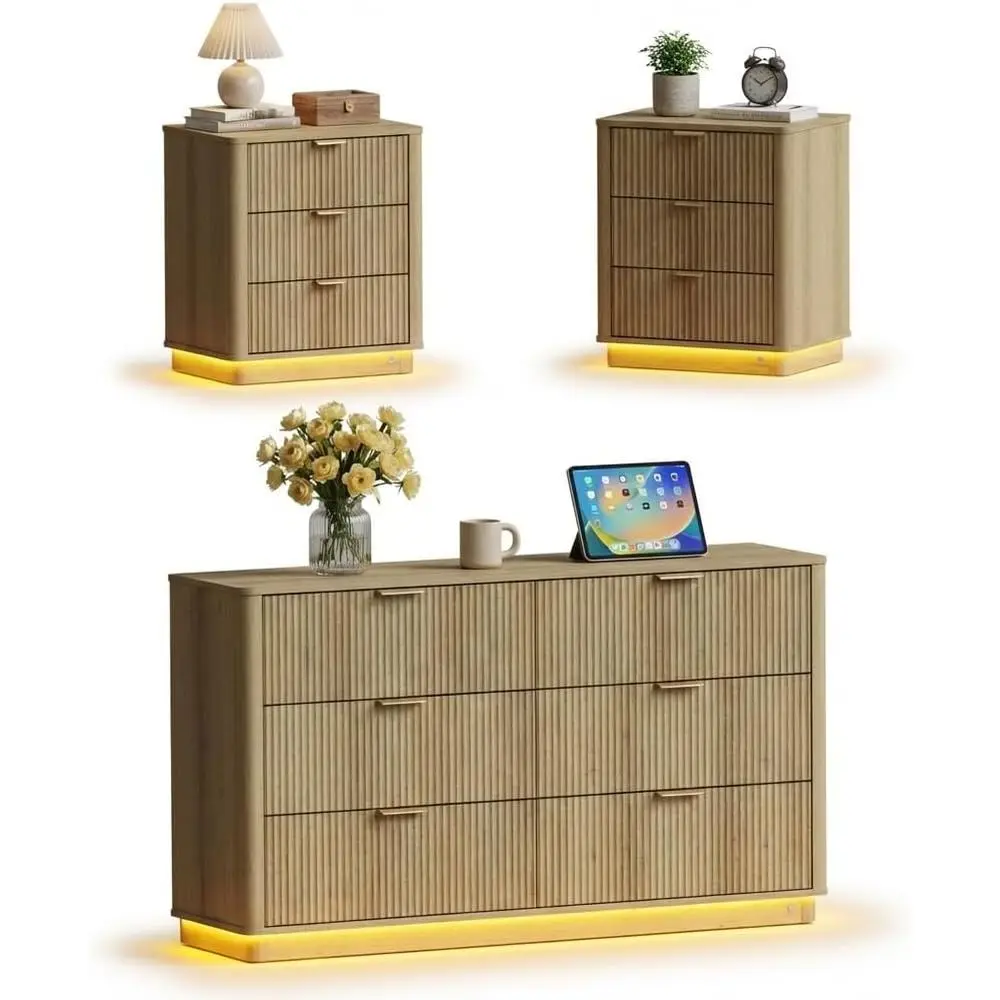 3-Piece Bedroom Set with Charging Station, Large Dresser and Nightstand, Modern Furniture Set with Motion Sensor Lights
3-Piece Bedroom Set with Charging Station, Large Dresser and Nightstand, Modern Furniture Set with Motion Sensor Lights
