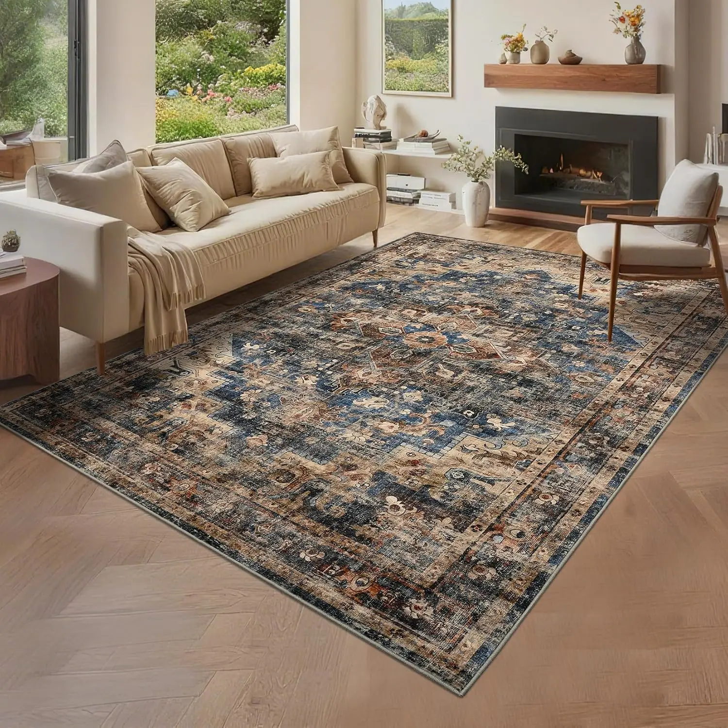 8x10 Vintage Washable Area Rug for Living Room, Non-Slip Bedroom Carpet, Stain Resistant Low Pile, Blue Brown
8x10 Vintage Washable Area Rug for Living Room, Non-Slip Bedroom Carpet, Stain Resistant Low Pile, Blue Brown