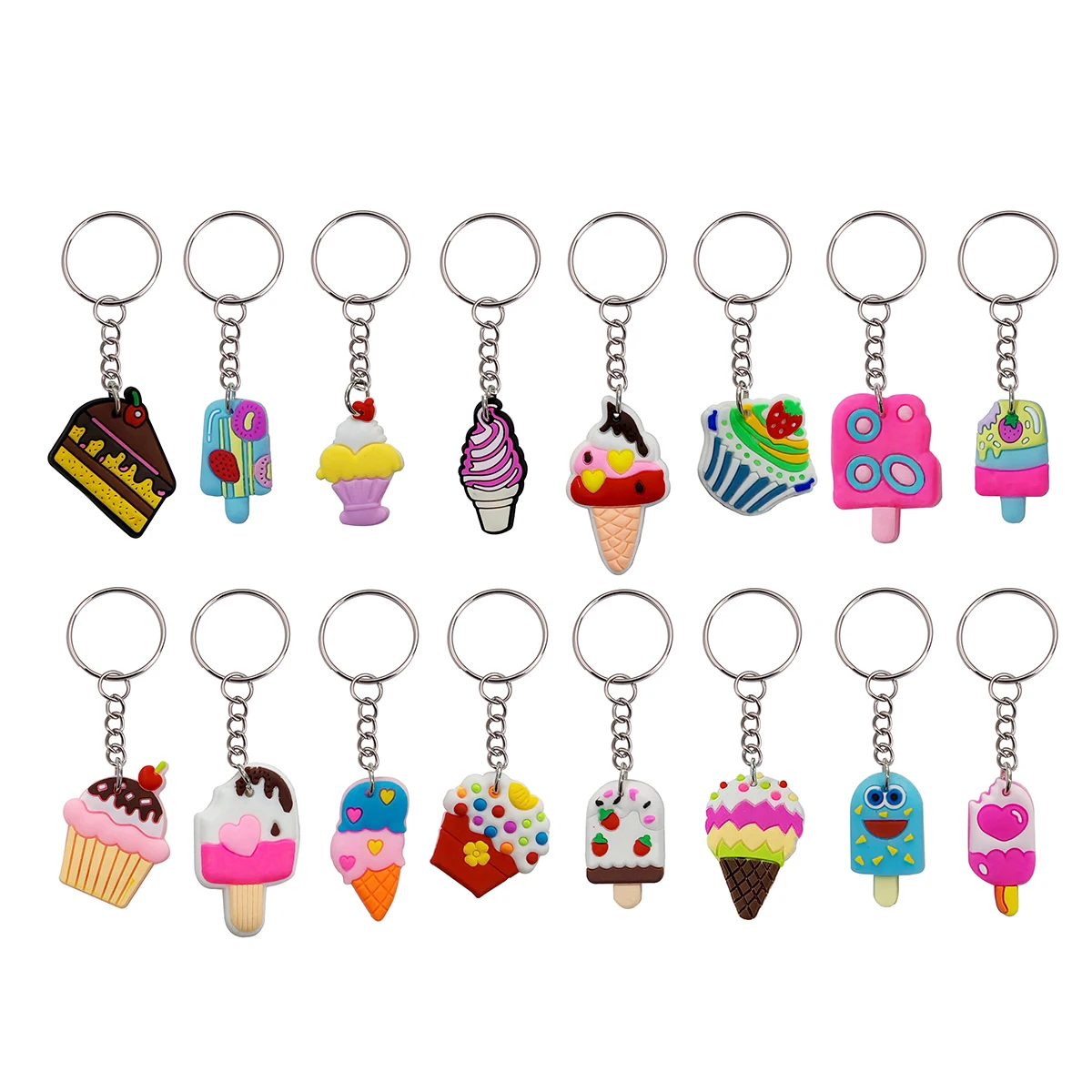 16pcs/set Cartoon Ice Cream Keychain Fashion Cute Keyring Wallet Bag Backpack Charm Birthday Party Decor Women Girls Gift
16pcs/set Cartoon Ice Cream Keychain Fashion Cute Keyring Wallet Bag Backpack Charm Birthday Party Decor Women Girls Gift