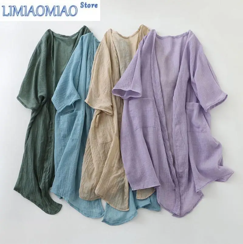 New Slash Neck Solid Casual Linen Loose Thin Basic Long Open Stitch Women's Jacket Coat Korean Fashion Cardigan Summer Spring
New Slash Neck Solid Casual Linen Loose Thin Basic Long Open Stitch Women's Jacket Coat Korean Fashion Cardigan Summer Spring