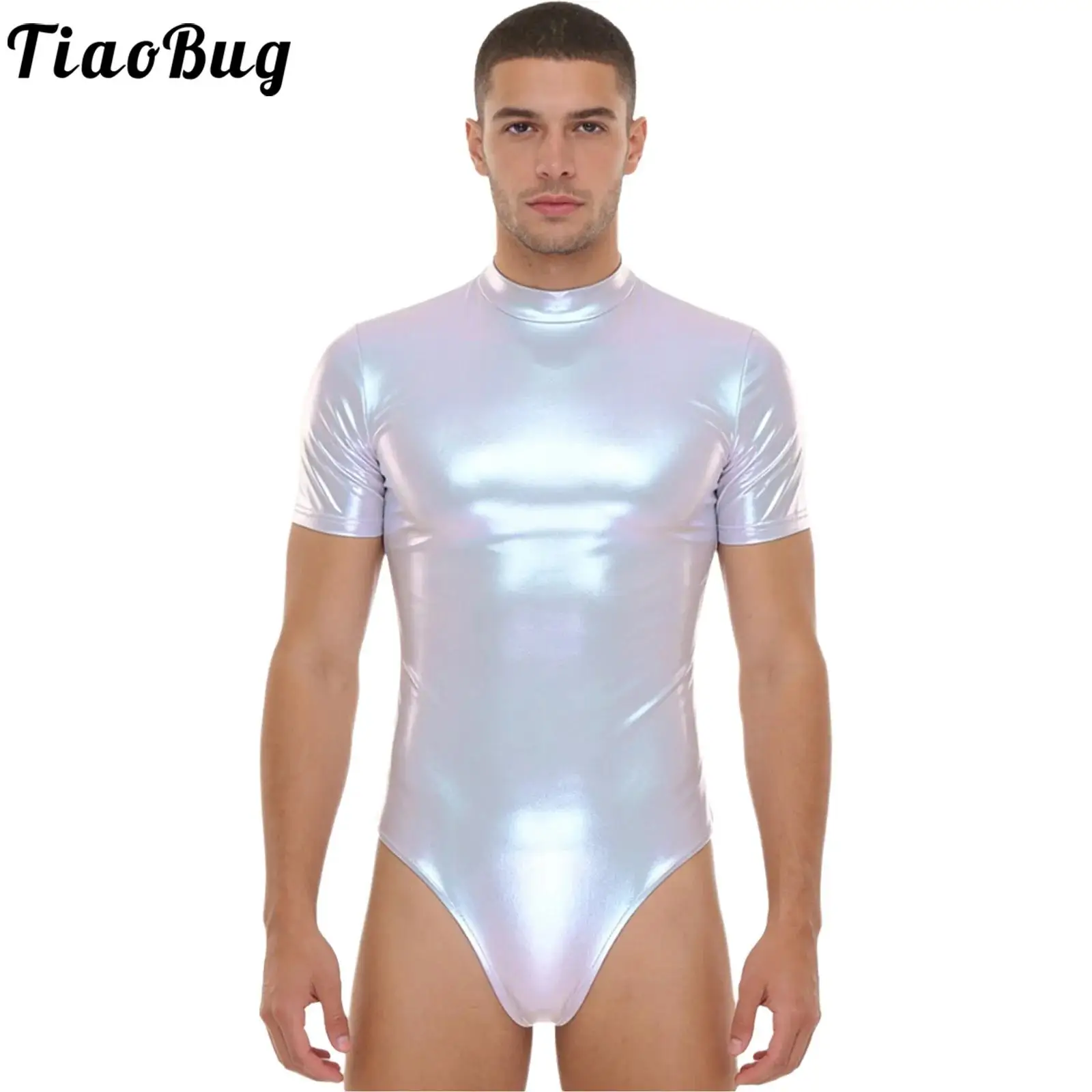 Men Metallic Zipper Bodysuit Ballet Pole Dance Wear Short Sleeve Mock Neck Bodycon Leotard for Nightclub Jazz Dance Raves Party
Men Metallic Zipper Bodysuit Ballet Pole Dance Wear Short Sleeve Mock Neck Bodycon Leotard for Nightclub Jazz Dance Raves Party