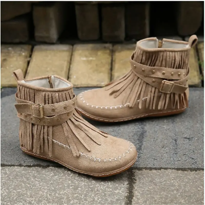 Retro Tassel Women's Boots Side Zipper Black Rivets 2024 Winter New Flat Warm Shoes Comfort Round Toe Non-slip Plush Ankle Boots
Retro Tassel Women's Boots Side Zipper Black Rivets 2024 Winter New Flat Warm Shoes Comfort Round Toe Non-slip Plush Ankle Boots