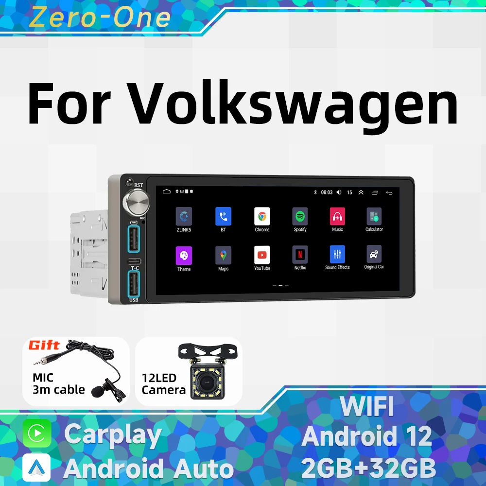 Wireless Carplay Autoradio 1 Din Radio Android 13 Car Multimedia for Volkswagen 6.86" Screen Stereo Head Unit GPS Navigation BT
Wireless Carplay Autoradio 1 Din Radio Android 13 Car Multimedia for Volkswagen 6.86" Screen Stereo Head Unit GPS Navigation BT
