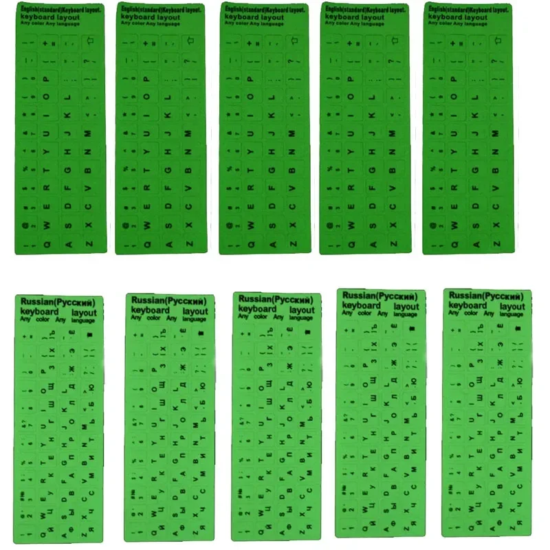 Wholsale 10pcs Fluorescent Glow in Dark Large Black Letter English or Russian Keyboard Green Light Stick Sticker for PC Laptop
Wholsale 10pcs Fluorescent Glow in Dark Large Black Letter English or Russian Keyboard Green Light Stick Sticker for PC Laptop