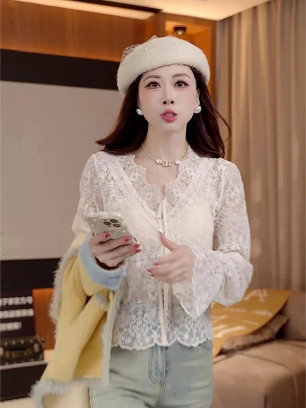 Elegant Women's Lace Shirt Loose Fit Fashionable Korean Style V-Neck Long Sleeve Casual Wear Spring 2026 Trendy Design
Elegant Women's Lace Shirt Loose Fit Fashionable Korean Style V-Neck Long Sleeve Casual Wear Spring 2026 Trendy Design