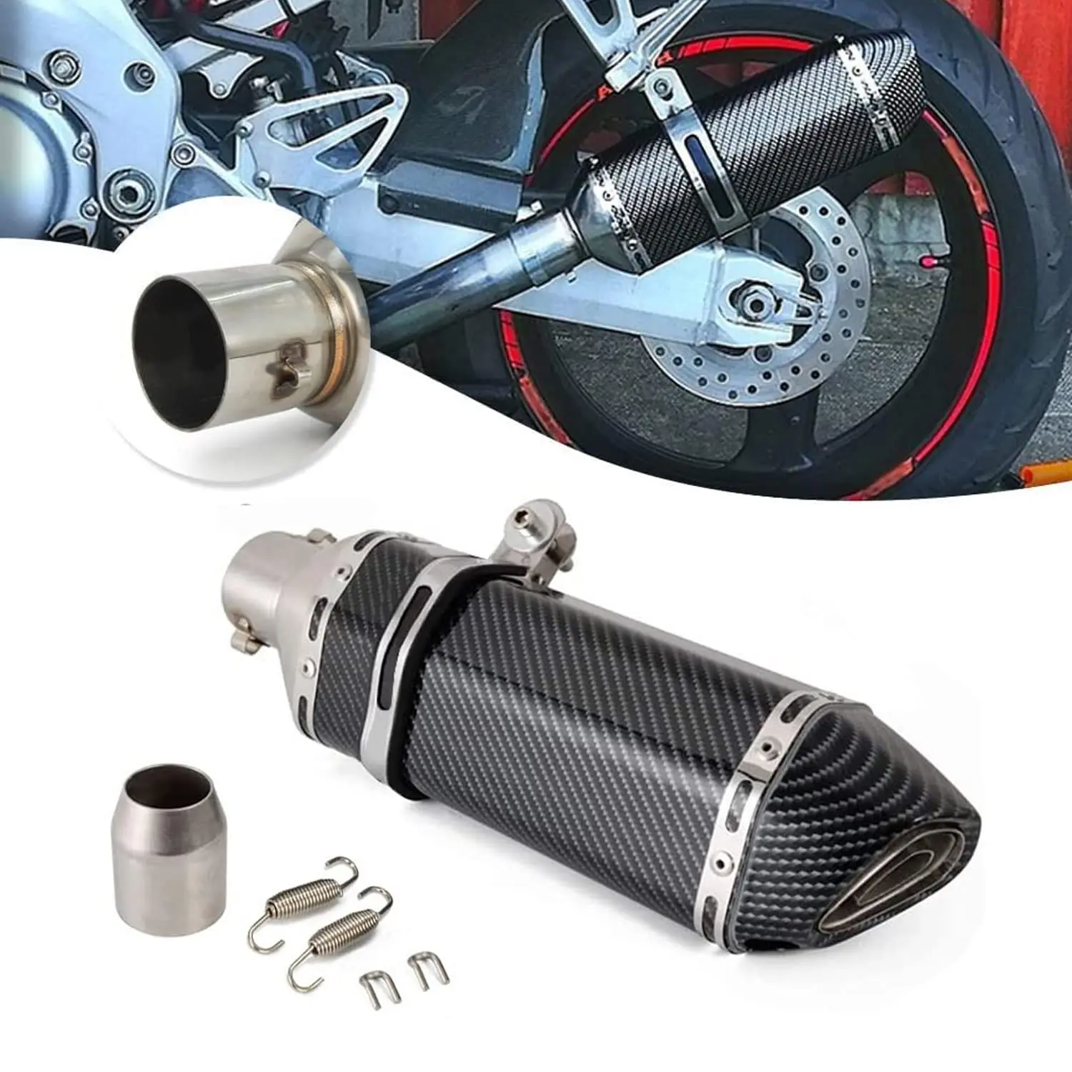 Carbon Fiber Slip-On Exhaust Muffler For Street, Pit, Dirt Bikes And Scooters – 38mm To 51mm Universal Fit
Carbon Fiber Slip-On Exhaust Muffler For Street, Pit, Dirt Bikes And Scooters – 38mm To 51mm Universal Fit