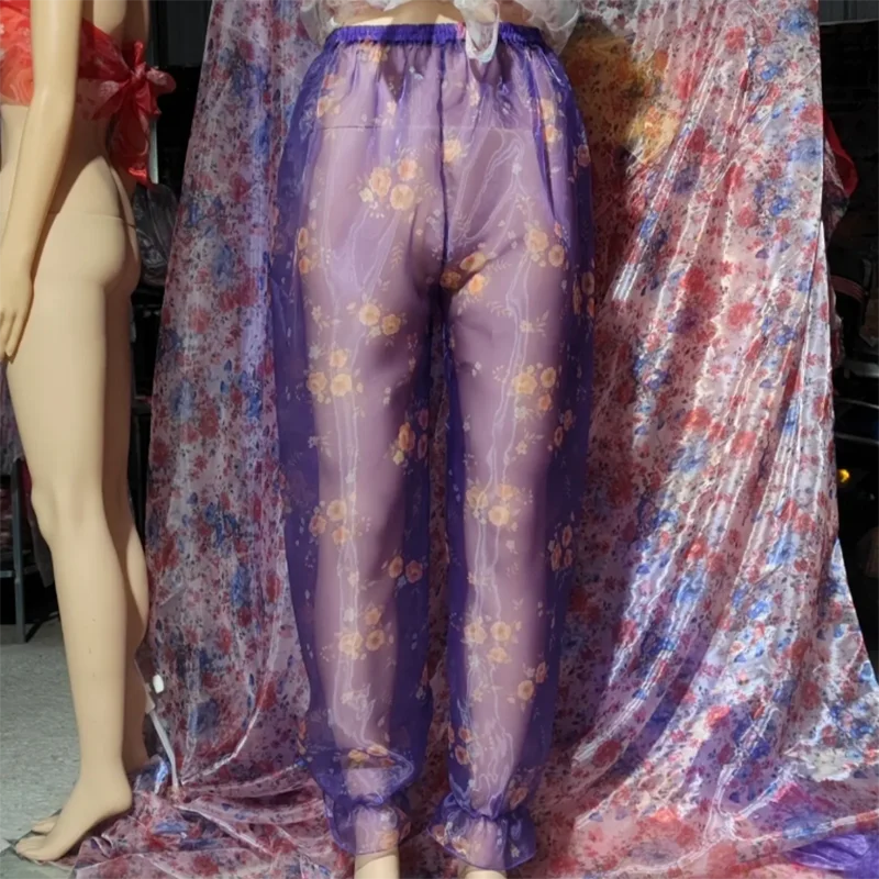 Men Sexy Purple Floral Soft Silky Transparent Organza pajamas Pants Women Erotic Ruffled Lantern Pants Loose Plus Size Trousers
Men Sexy Purple Floral Soft Silky Transparent Organza pajamas Pants Women Erotic Ruffled Lantern Pants Loose Plus Size Trousers