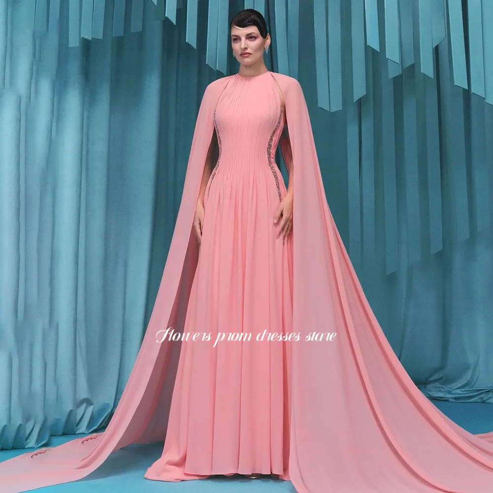 Flowers Cape Sleeve Evening Dress with Pleats Prom Dress Chiffon Party Dress A Line Formal Occasion Dress for Women Customize
Flowers Cape Sleeve Evening Dress with Pleats Prom Dress Chiffon Party Dress A Line Formal Occasion Dress for Women Customize
