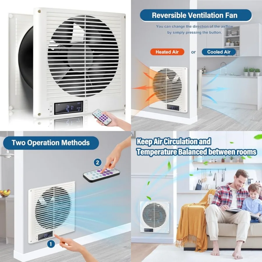 20W 8" Room to Room Fan 10-Speed RC Two-Way Reversible Airflow Through Wall with Temperature and Timer Setting In-Wall Vent Fan
20W 8" Room to Room Fan 10-Speed RC Two-Way Reversible Airflow Through Wall with Temperature and Timer Setting In-Wall Vent Fan