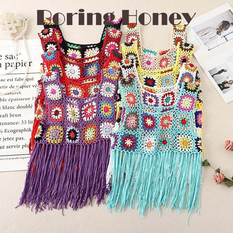Boring Honey Fashion Folk Wind Knitted Small Suspender Vest Female Summer New Hollow Wild Top Bohemian Thai Minority Top Women
Boring Honey Fashion Folk Wind Knitted Small Suspender Vest Female Summer New Hollow Wild Top Bohemian Thai Minority Top Women